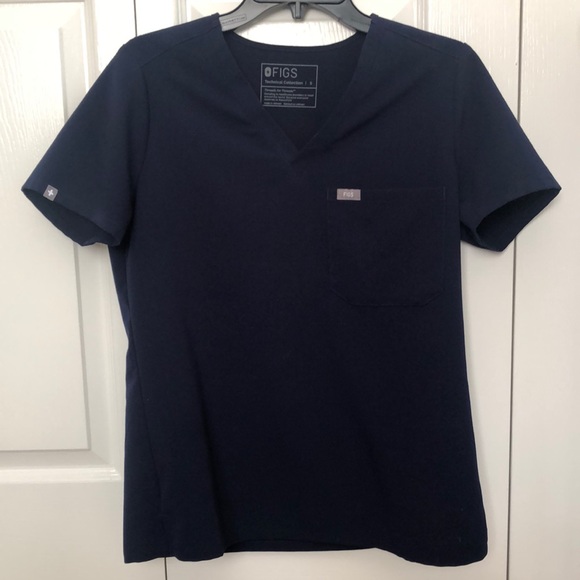 Figs Tops - Figs Catarina Scrub Top, Navy, Size Small